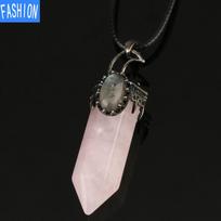 Natūralaus akmens didelės šešiakampės piramidės karoliai mėnulio šviečiantis akmuo šviežias vasarinis ametisto pakabukas rose quartz