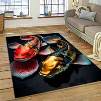 Naturalizuoti Koi Karpiai Yin Yang Žuvys Animacinis Kilimas Kilimėlis Namams Svetainei Miegamajam Sofai Durų Kilimėlis Dekoras, Vaikų Zonos Kilimas Neslystantis Kilimėlis 40x60cm