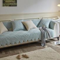 Korėjietiškas senovinis sofos užvalkalas dygsniuotas medvilninis L formos sofas, fotelis, baldas, slydimas, neslystantis sėdynės užvalkalas Cushion cover45x45cm mėlyna