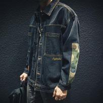 Men's Spring and Autumn Denim Jacket Long Sleeve Large Size Patchwork Jacket XL juoda