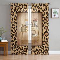 Leopardo raštas Šiuolaikinės užuolaidos svetainei Skaidrios tiulio užuolaidos langai, skirti miegamojo priedams dekoruoti W135 x H114cm