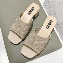Outside Women Fashionable Flip Flops,Women's Mid Heel Flip Flops,Girls Sandal Slippers 40 juoda