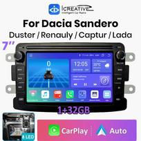 Android Autoradio, skirtas Renault Dacia Duster Logan Sandero Lodgy Car Radio Multimedia CarPlay BT 7 colių 8 colių jutiklinis ekranas 7 Inch,2+32GB