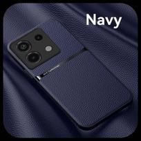 Automobilinis magnetinis laikiklis, odinis dėklas, skirtas Xiaomi Redmi Note 13 Pro 5G minkšto silikono smūgiams atsparus galinis dangtelis Redmy Note13 Pro Plus Pro+ Redmy Note13 5G tamsiai mėlyna spalva