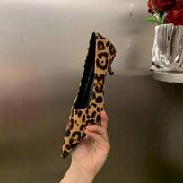 Pavasariniai moteriški smailianosiai aukštakulniai bateliai, mada, sekli įsisegama avalynė, elegantiški moteriški aukštakulniai bateliai, moteriška biuro avalynė 35 leopardas