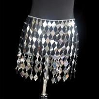 Shiny Body Chain Jewelry, Rhombus Sequin Skirt, Sequin Body Chain Outfit For Stage Performance Waist Chain Jewelry Accessories 2 black