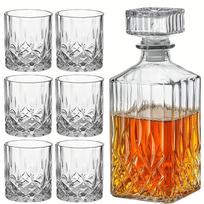 7 vnt / rinkinys Viskio grafinų rinkinys su 6 vyno taurėmis vyrams krištolo viskio taurėmis ir grafinu su dovanų dėžute Scotch Liquor dekanterio rinkinys romo degtinei Br 7Pcs/Set