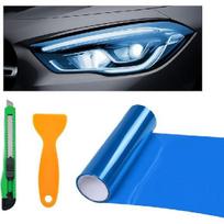 Atspalvio vinilo plėvelės lipduko lapas ritinys automobilio priekiniams žibintams, 12×48 colių automobilio galinių žibintų vinilo įvyniojimo plėvelė, lipni rūko žibintų vinilo plėvelė su glaistytuvu tamsiai mėlyna spalva