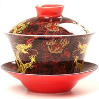 Keramikiniai rankomis dažyti tradiciniai C nese Gaiwan biuro arbatinukai Dragon Retro arbatos dubenėliai su dangteliu A