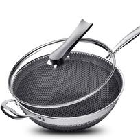 Nerūdijančio plieno „Wok“ keptuvė maišoma „Wok“ su dangčiu 13 colių neprideganti keptuvė su vėsia rankena Tinka be PFOA 34cm