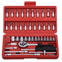 46 vnt. kištukinių raktų įrankių rinkinys automatinio remonto mišrių įrankių derinio paketo rankinių įrankių rinkinys 46pcs/set raudona
