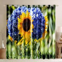 Planet Window Curtains,Spring Daisies Ornament Blossoming Spring Nature Art,Colorful Flower Pattern 3D Print Blackout Curtains 1 PCS W100XH230cm&Grommet Top red