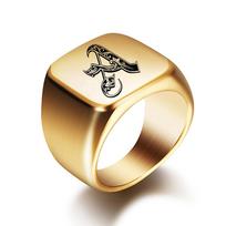 Nauji vyriški žiedai su raidiniu antspaudu Fashion Gold 18mm vyriškas nerūdijančio plieno pradinis papuošalas platus žiedas vyrams vakarėlio aksesuarai 6&gold