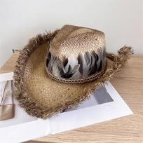 Vasaros vakarų kaubojus Raffigrass Stetson šventinė plunksnų puošmena Fedoras kepurė lauke vyrams, moterims, Panamjazz kepurė head size 57cm
