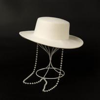 Stilinga žiemos pieno vilnos veltinio perlų grandinėlės moteriška fedoros kepurė moterims laisvalaikio Panama Jazz skrybėlė head size 57cm beige