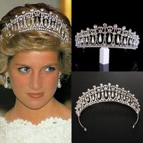 Vintažinės sidabrinės spalvos karalienės princesės Dianos karūnos krištoliniai perlai Diadem nuotakos plaukams Priedai nuotakos galvos juostos Tiara De Noiva