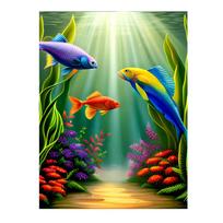 5D Tvenkinio Žuvys Pasidaryk Pats Deimantais Dažytos Žuvys Mozaikos Menas Deimantinės Siuvinėjimo Rinkinys Rankų Darbo Įdėtas Namų Dekoras Full Round 20x30CM