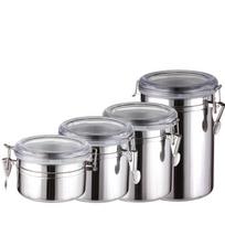 Nerūdijančio plieno sandarus stiklainis kavos indelis sutirštintas nerūdijančio plieno laikymo indas, atsparus drėgmei ir šviežias 4 inch with 4 pcs