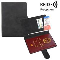 Moterys Vyrai RFID paso viršelis Verslo ID banko kortelės paso dangtelių laikiklis PU odinis paso laikiklio dėklas Kelionių priedai juoda
