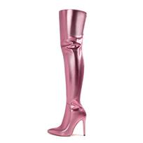 Sexy Women Boots High Heels Pole Dance Stripper Gothic Shoes Platform Zipper Shoes Strappy Shoes Plus Size 34 rožinė