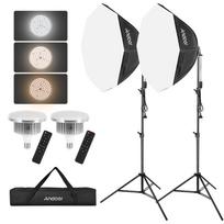 Andoer Studijos Fotografijos Šviesos rinkinys Softbox Apšvietimo rinkinys su 85W 2800K-5700K LED šviesa * 2 + EU Plug