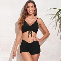 Seksualus bikinis naujas moteriškas maudymosi kostiumėlis bokseriniai šortai Push Up bikini rinkinys tvarsčiu paminkštintas moteriškas maudymosi kostiumėlis aukštu juosmeniu Paplūdimio kostiumas XXL geltona