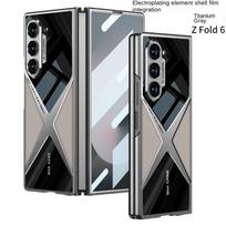 Galvanizuotas odinis telefono dėklas, skirtas Samsung Galaxy Z Fold 6 5 4 3 Fold6 Fold5 Fold4 Fold3 5G Hard Shell apsaugine plėvele Galaxy Z Fold5