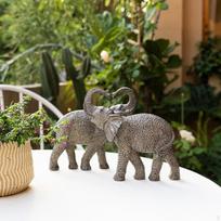 Dramblių Statulėlės Ornamentas Rankdarbis Žavingas Stalo Daugiafunkcinis Dervos Skulptūra Couple Elephants black