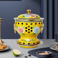 Cloisonne Puodas Variniai Kiniški Puodai Bufetas Tvirtas Šildymas Namai Šabu geltona