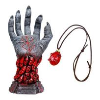 Yousheng Berserk Statue Resin Devil Hand Sculpture Heart Necklace Set Realistic Skull Rune Desktop Figurine for Halloween Party Home Decor