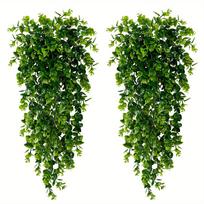 4 vnt. Dirbtiniai kabantys augalai, Netikri kabantys eukalipto augalai, Atsparūs UV spinduliams plastikiniai augalai, tinkami patalpų ir lauko sienoms, vestuvėms 4 Packs