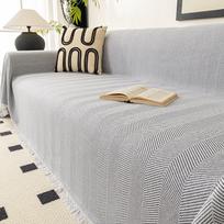 Herringbone Pattern Cotton and Linen Sofa Cover Blanket New Cushion Full Cover Sofa Towel Complete All-inclusive Universal Cover 180*130cm