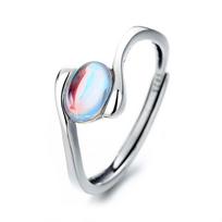 S925 Sterling Silver Light Luxury Moonstone Ring Simple Fashion All-match Niche Design Cold Wind Index Finger Ring Female