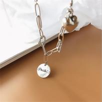 New Exquisite Smiley Face Round 925 Sterling Silver Jewelry Personality Thai Silver Heart-shaped Love Letter Necklaces N093