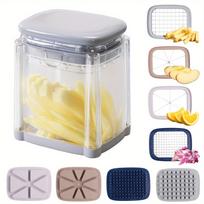 4-in-1 Stainless Steel Vegetable Chopper - Manual Multi-Function Fruit & Potato Dicer with Interchangeable Blades, Compact Kitchen Tool 720g