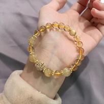 Natural Rutilated Quartz Citrine Crystal Beads Handmade Strand Bracelets For Women Adjustable Charms Fashion Jewelry Gift Ybr249 geltona
