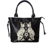 Large Capacity Black Tote Bag Women High Street Lolita Gothic Leather Handbag Female Punk Dark Shoulder Bags