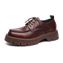 Madingi britiško stiliaus retro platforminiai batai vyrams Naujo dizainerio pavasario rudens odiniai batai vyriški paaukštinantys madingi laisvalaikio ankle boots vyrams 38 ruda