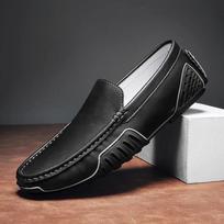Itališki vyriški batai Natūralios odos Slip-on Loafers Patogūs lengvi vairavimo batai Vasariniai oficialūs Boat Shoes Basakojai Moccasins 38 juoda