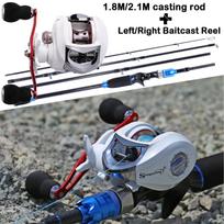 Meškerės ritės kombinuotas anglies žuvies meškerykotis ir „baitcaster“ ritės Feshwater Bass žvejybos rinkinys 1.8M&Left hand