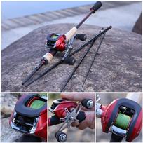 „Baitcasting“ meškerės rinkinys Meškerės ritės kelioninis nešiojamas žvejybos reikmenų rinkinys gėlo vandens sūraus vandens Rod2.1m&Left handle