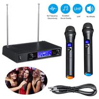 Karaoke mikrofonai UHF Profesionalus belaidžio dvigubo rankinio mikrofono sistemos rinkinys juoda
