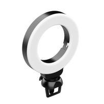 Mini 4 colių LED žiedinė lemputė, prisegamas nešiojamasis kompiuteris vaizdo konferencijų apšvietimas 3 apšvietimo režimai 3200K-6500K pritemdomas USB maitinamas juoda