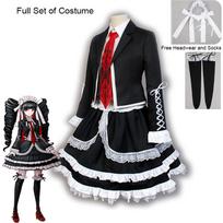 Yasuhiro Taeko Cosplay kostiumas Danganronpa Celestia Ludenberg Perukai Moteris Lolita Uniforma sijonas Helovino vakarėlio suknelė S