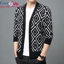 Cozy Up Cardigan Vyriški megztiniai Klasikiniai anakardžių gėlių megztiniai Paltai megzti viršutiniai drabužiai M geltona