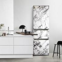 3D marmurinis šaldytuvo lipdukas Pilna plėvelė virtuvės reikmenys Lipni vandeniui atspari dvigubų durų šaldiklio spintelės apdaila Meninė freska 40x120cm(not cut)