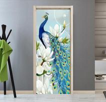 Lipdukas meninis durų lipdukas namų dekoro durų dangtelio sienos lipdukas sieninis įėjimo įėjimo gyvūnas povas tapetai 77x200cm