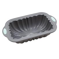 Silikoninė duonos kepalo keptuvė su rievelėmis, maistinė neprideganti silikoninė kepimo forma tortams, tvirtas metalu sustiprintas rėmas One Size pilka spalva