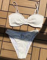 Seksualus moteriškas maudymosi kostiumėlis Baltas aukšto liemens bikini komplektas Paplūdimio apranga Maudymosi kostiumėliai S balta