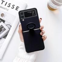 „Samsung Galaxy Z Flip 4 3 Case“ prabangus paprastas skystas silikoninis žiedas, sagtis, sulankstoma, atspari smūgiams apsauga, galinio dangtelio priedai For Samsung Z Flip 4 juoda